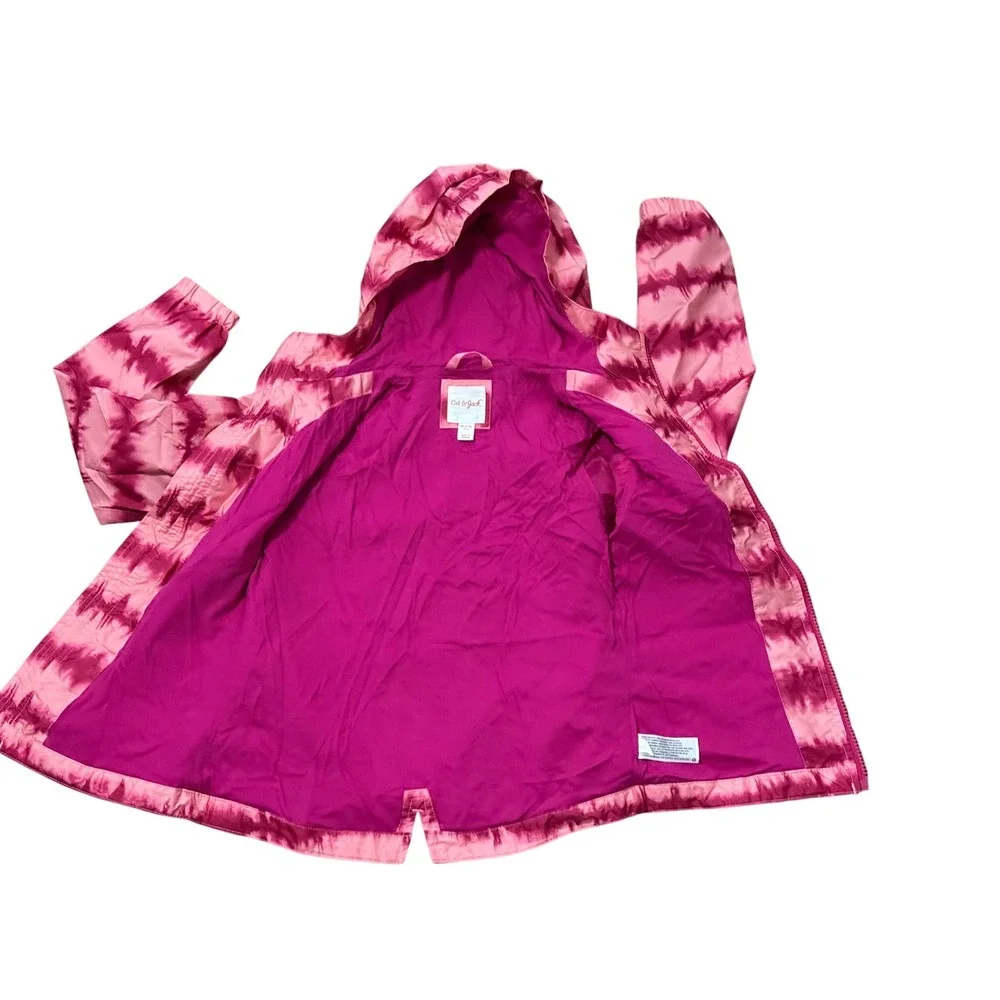 Cat & Jack Girls Pink Tie Dye Windbreaker Hooded Jacket Magenta Size M 7/8